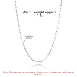 Close-up of S925 sterling silver lip chain necklace with 45cm length and 2.2mm width