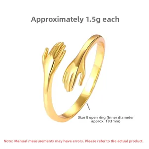 Close-up of golden hug ring measuring 18.1mm inner diameter and 1.5g weight detail