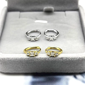 S925 silver geometric zircon hoop earrings in gold and silver finish with square stones