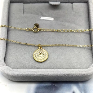S925 sterling silver gold plated round north star pendant necklace on jewelry box