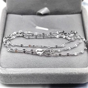 Macro shot of S925 sterling silver lip chain necklace with authentic hallmark clasp
