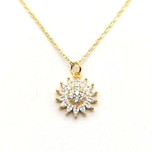 S925 Sterling Zilver Zonnebloem Hanger Halsketting Glanzende Zirconia Bloem Choker Voor Vrouwen Minimalistische Mode Sieraden Cadeau