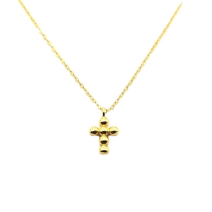 Elegant gold S925 sterling silver cross pendant necklace with round beads for women