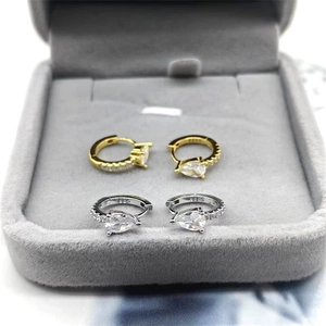 Boucles d'oreilles créoles S925 argent avec zircone poire en finitions or et argent