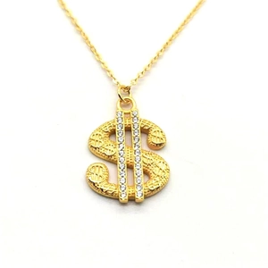 925 Sterling Silver Dollar Sign Pendant Necklace For Women Gold Silver Plated Rhinestone Hip Hop Jewelry Clavicle Chain Gift