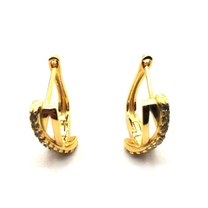 Boucles d'Oreilles Créoles en Argent Sterling 925 Croix Zirconia pour Femme Bijoux de Luxe Géométriques Plaqué Or et Argent