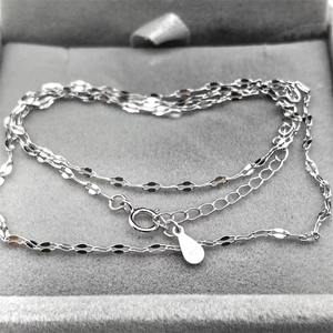 Detail of S925 sterling silver lip chain with spring clasp and teardrop extension tag