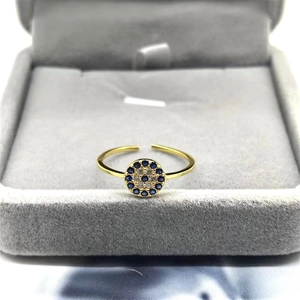 925 Sterling Silver Evil Eye Adjustable Ring For Women Minimalist Zirconia Blue Eye Finger Ring Western Fashion Jewelry Gift
