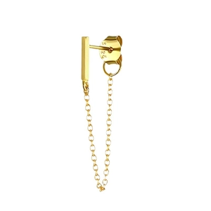 Elegant gold S925 sterling silver chain drop earrings with minimalist geometric bar