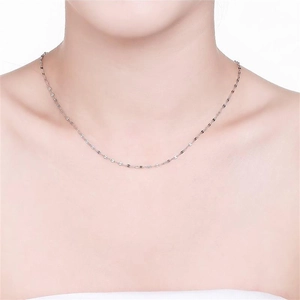 Minimalist S925 sterling silver lip chain necklace with high polish finish for women