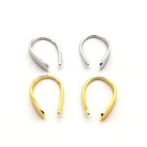 Polished S925 sterling silver and gold plated U-shaped earring hooks in shiny finish