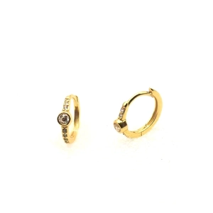 Boucles d'oreilles huggie en argent S925 doré avec pierres de zircone étincelantes