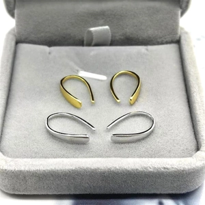 Minimalist S925 sterling silver gold plated U-shaped drop earrings in gold and silver