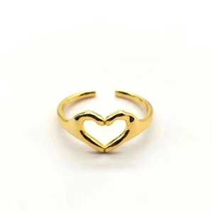 925 Sterling Silver Heart Hands Gesture Open Ring Adjustable Creative Smooth Fashion Commuter Jewelry Gift For Women