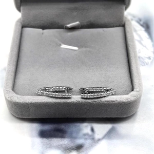 Minimalist S925 sterling silver U-shaped hoop earrings with sparkling white cubic zirconia