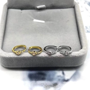 Boucles d'Oreilles Créoles Huggie en Argent Sterling 925 pour Femmes Hommes Plaqué Or Argent Zirconia Incrusté Cercle Géométrique Petites Boucles Rondes