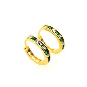 925 Sterling Silver Zirconia Hoop Earrings For Women Men Green White Row Drill Hollow Huggie Earrings Fashion Jewelry Gift