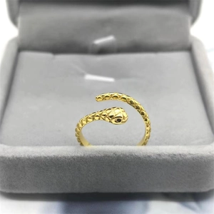 925 Sterling Silver Snake Adjustable Open Ring For Women Creative Rhinestone Eye Animal Ring Fashion Jewelry Gift