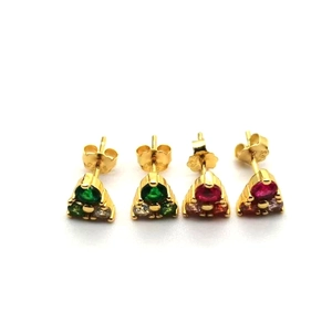 Boucles d'oreilles S925 en argent sterling avec oxydes de zirconium colorés