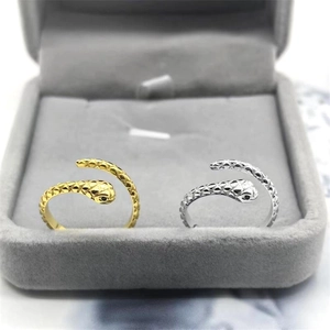 Adjustable S925 sterling silver snake rings with scales in gold and silver finish