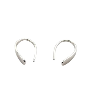 Polished S925 sterling silver drop earrings with minimalist streamlined hook design