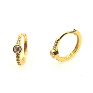 Boucles d'oreilles Huggie en argent sterling S925 doré avec zircons brillants