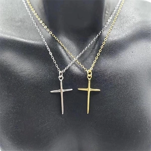 Minimalist S925 sterling silver cross pendant necklace in gold and silver finishes