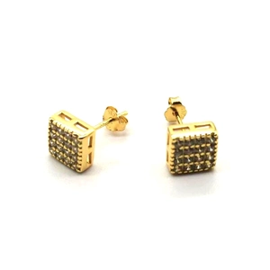 925 Sterling Silver Square Stud Earrings For Women Men Paved Zirconia Minimalist Geometric Electroplated Gold Silver Jewelry Gift