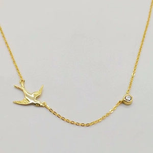Collier Pendentif Hirondelle En Argent Sterling S925 Avec Zirconia Pour Femmes Chaîne Clavicule Oiseau Minimaliste Bijoux