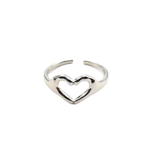 Minimalist S925 sterling silver open ring featuring a creative heart gesture design