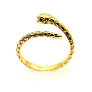 S925 sterling silver gold plated snake shaped open ring with detailed scale textures