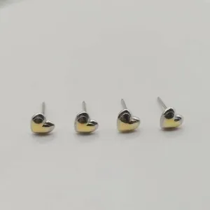 Minimalist S925 sterling silver heart-shaped stud earrings in silver finish for women