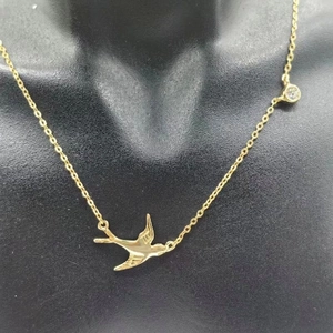 Collier hirondelle en argent S925 plaqué or avec pendentif en zircon brillant pour femme