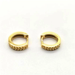 Minimalist S925 sterling silver leaf pattern ear buckles with gold finish and leaf engraving