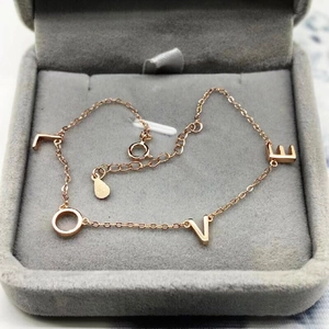 Bracelet élégant en argent S925 doré rose avec lettres LOVE sur boîte à bijoux