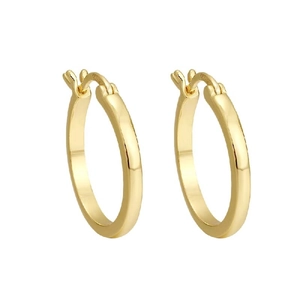 Close-up of golden S925 sterling silver hoop earrings showing the metal hallmark