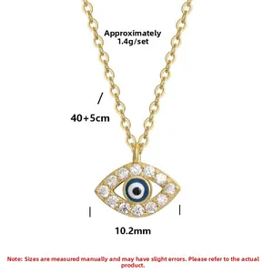 Détails du pendentif mauvais œil en argent S925 taille 10,2mm et chaîne de 40+5cm