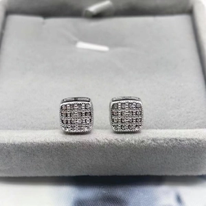 Boucles d'oreilles carrées en argent sterling S925 avec pavé de zircons cubiques
