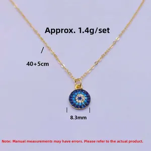 Macro detail of S925 sterling silver evil eye pendant with dimensions 8.3mm and 45cm chain