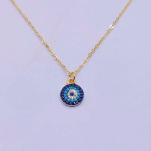 S925 Sterling Silver Evil Eye Necklace For Women Gold Plated Simple Round Zirconia Pendant Clavicle Chain Jewelry Gift