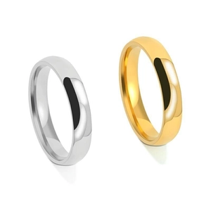 Polished S925 sterling silver minimalist round ring set in gold and silver finishes