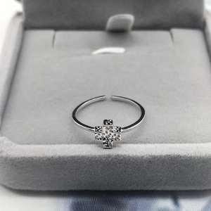 S925 sterling silver open cross ring with shimmering pavé cubic zirconia setting