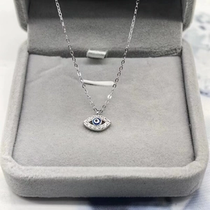 Collier en argent sterling S925 avec pendentif œil maléfique et oxydes de zirconium