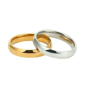 Close-up of polished S925 sterling silver rings in gold and silver finish