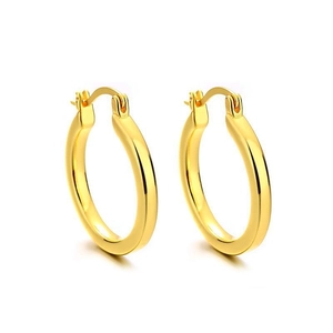 Minimalist S925 sterling silver hoop earrings with polished golden finish for women
