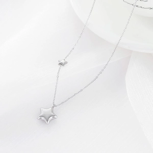 Collier Pendentif Étoile en Argent Sterling 925 pour Femme Zirconia Minimaliste Double Étoile Chaîne Or Argent Plaqué