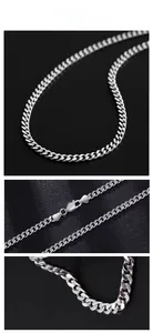 Vues détaillées de la chaîne gourmette en argent S925 avec fermoir mousqueton et texture métal