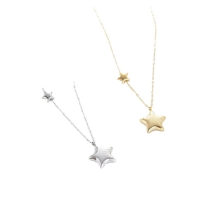 Collier avec pendentif étoile en argent sterling 925 finition dorée et argentée