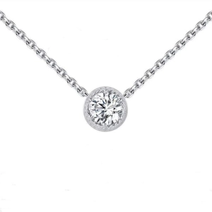 925 Sterling Silver necklace with a round-cut birthstone zircon in a bezel setting