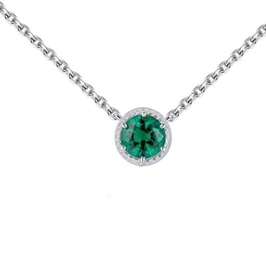 925 sterling silver necklace with a round green zircon pendant in a twisted bezel frame